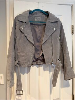 Blank NYC Gray Suede Moto Jacket